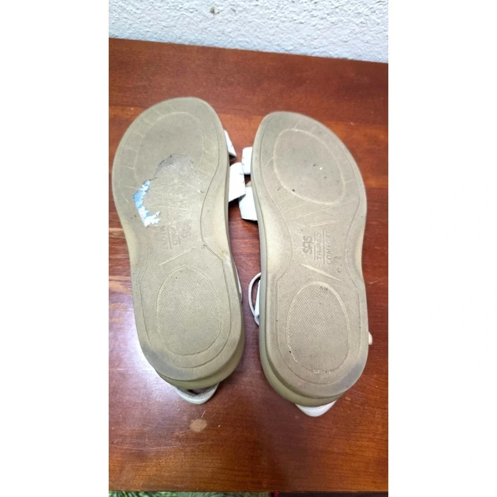 SAS‎ Tripad White Leather Adjustable Strap Mary Jane Sandals Cushioned Size 10M
